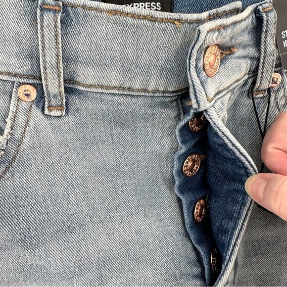 Express Straight Ankle High Rise Button Fly Jeans Size 6S - Picture 4 of 9